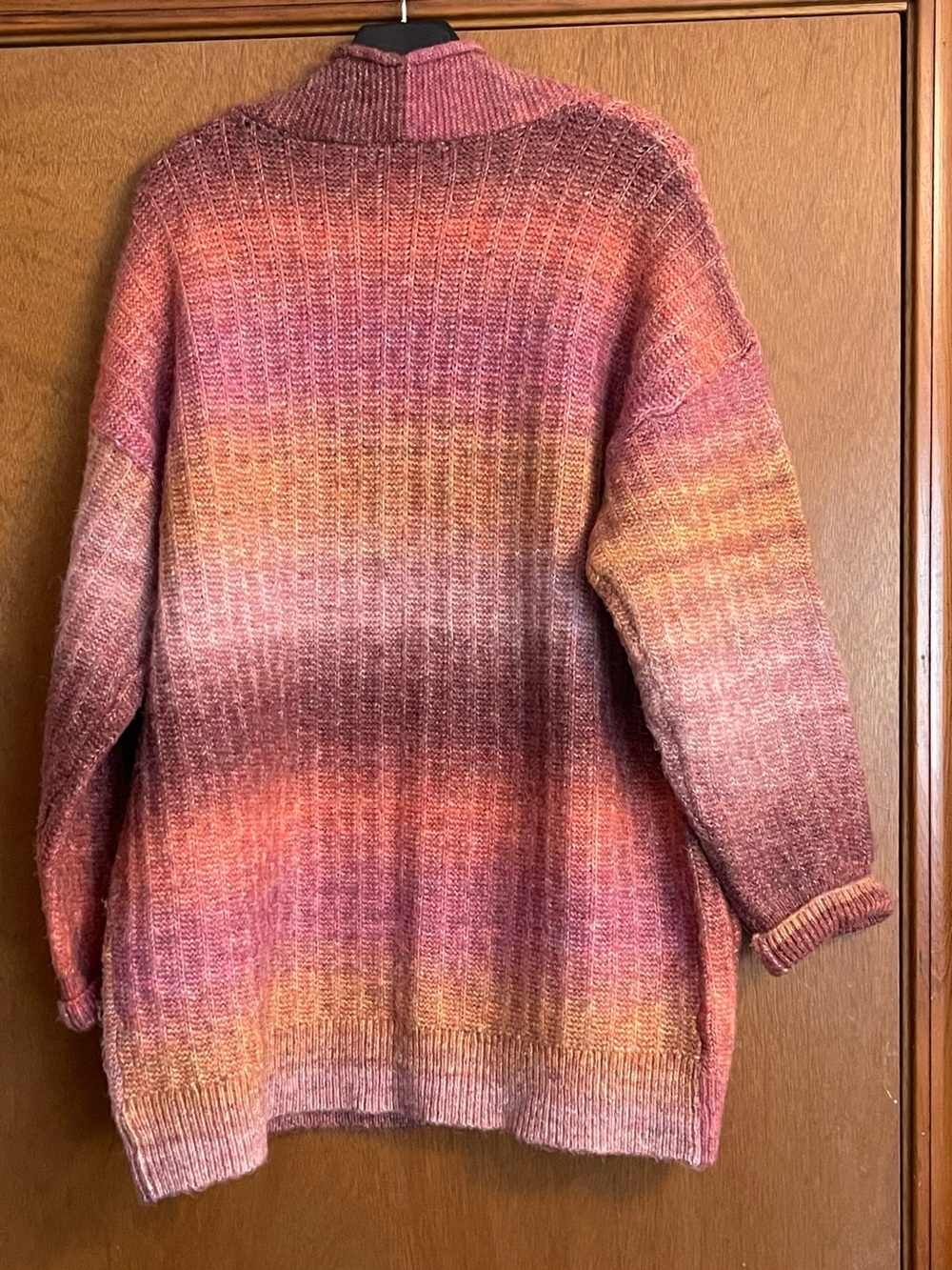 Christian Siriano Open-Front Gradient Knit Cardigan Sweater - Pink/Orange - Picture 2 of 8